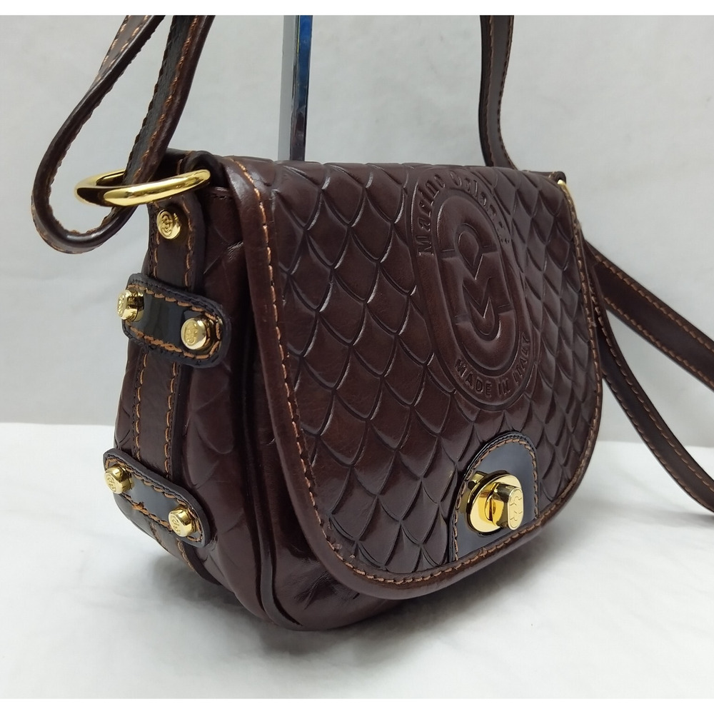 Marino Orlandi Brown Leather Turnlock Flap Closure Crossbody Bag - Picture 15 of 16